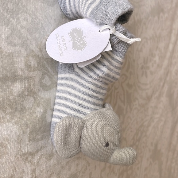 NWT | Mud Pie Baby Elephant Rattle Booties - Picture 2 of 5